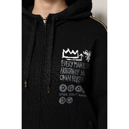 Black Logo Hooded Full Zip Sweatshirt Jacket