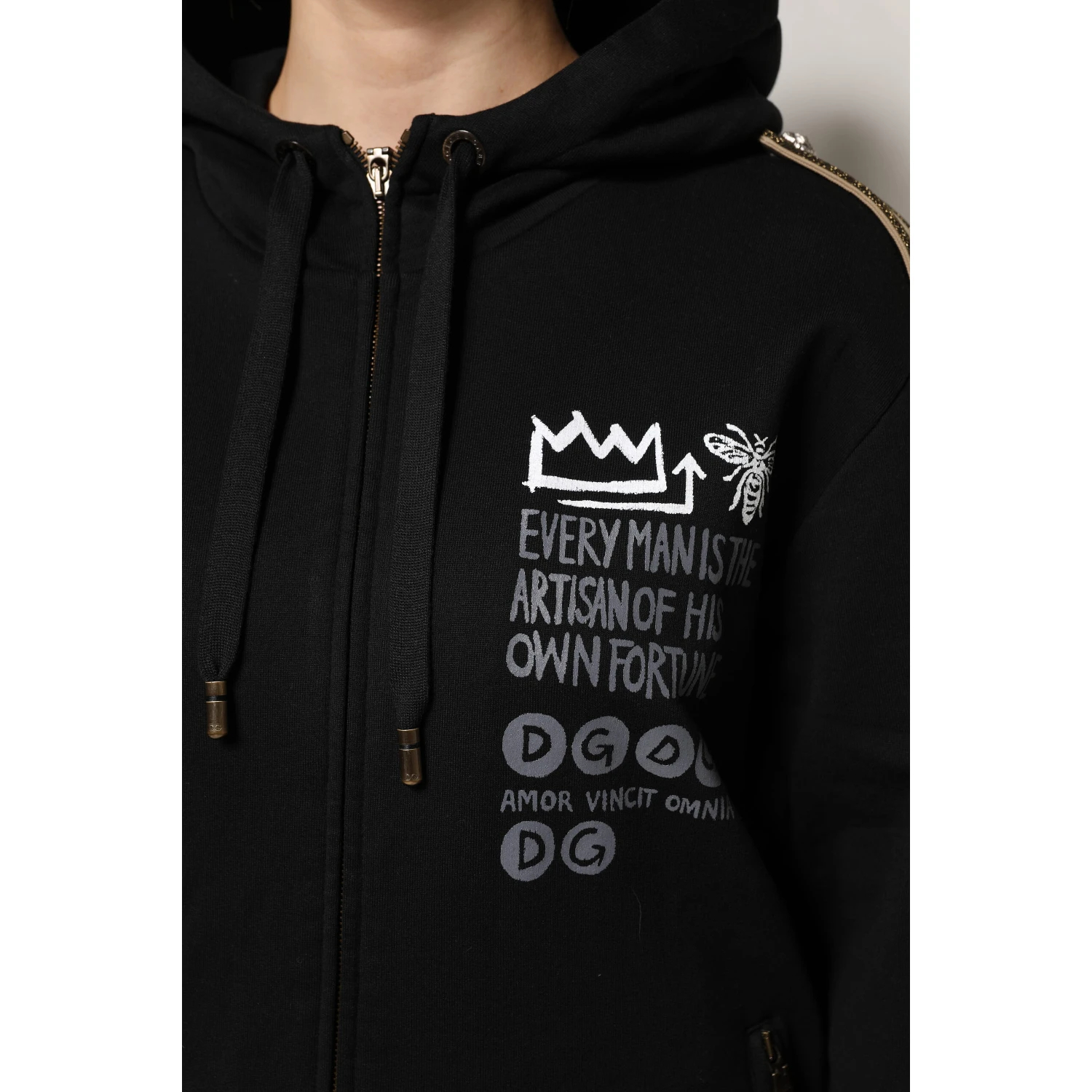 Black Logo Hooded Full Zip Sweatshirt Jacket