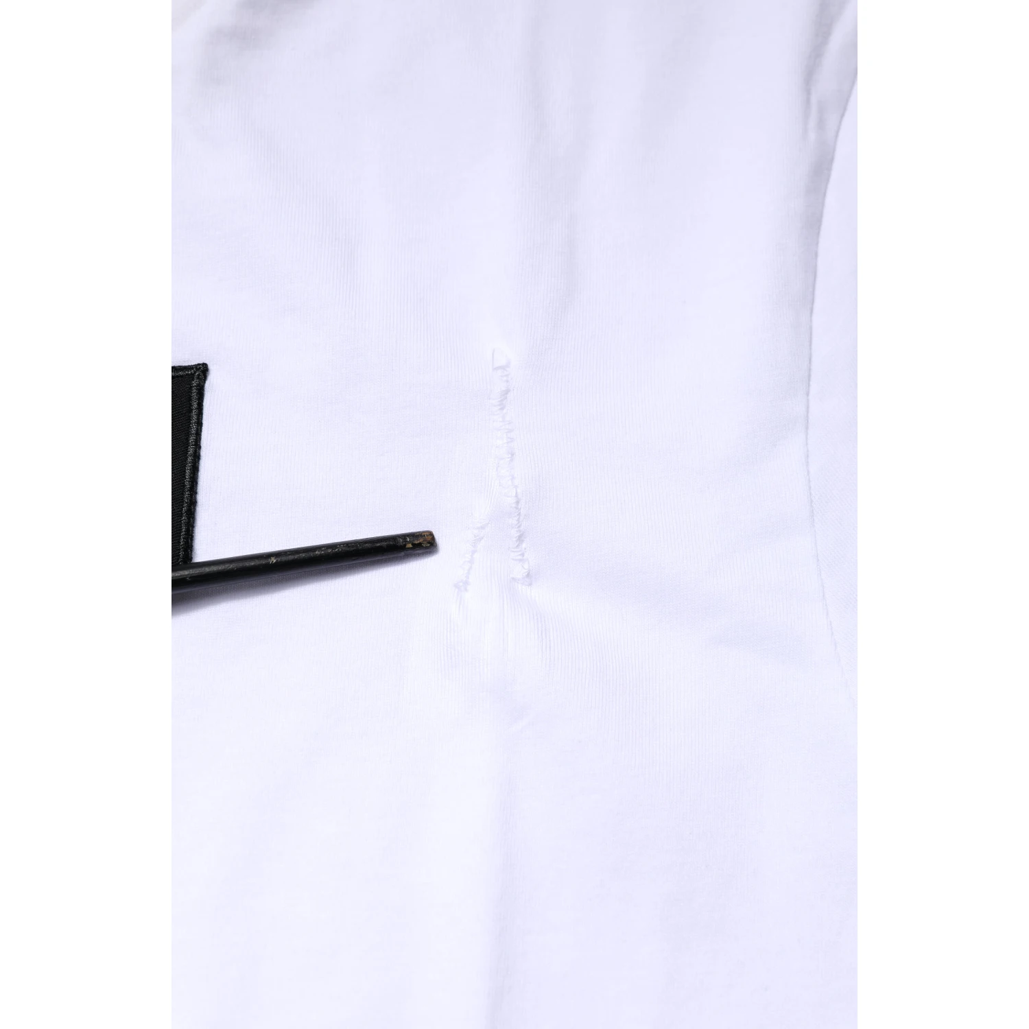 White Cotton Logo Patch Crew Neck T-shirt