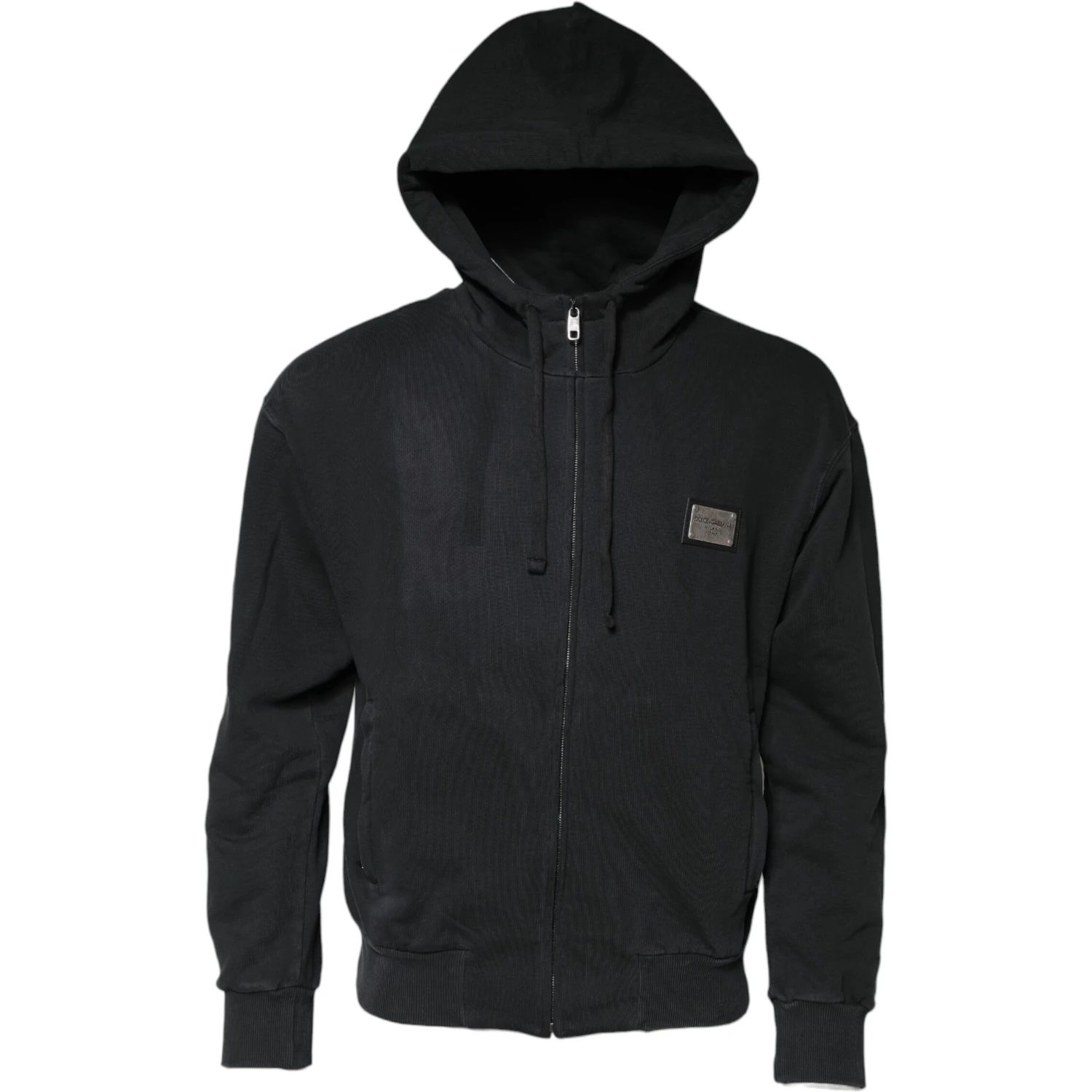 Black Logo Full Zip Hooded Men Sweatshirt Sweater