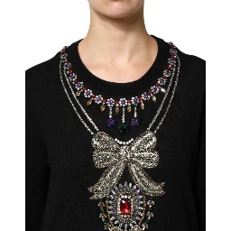 Black Cashmere Crystal Embellished Sweater