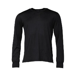 Dark Blue Silk Crew Neck Men Pullover Sweater