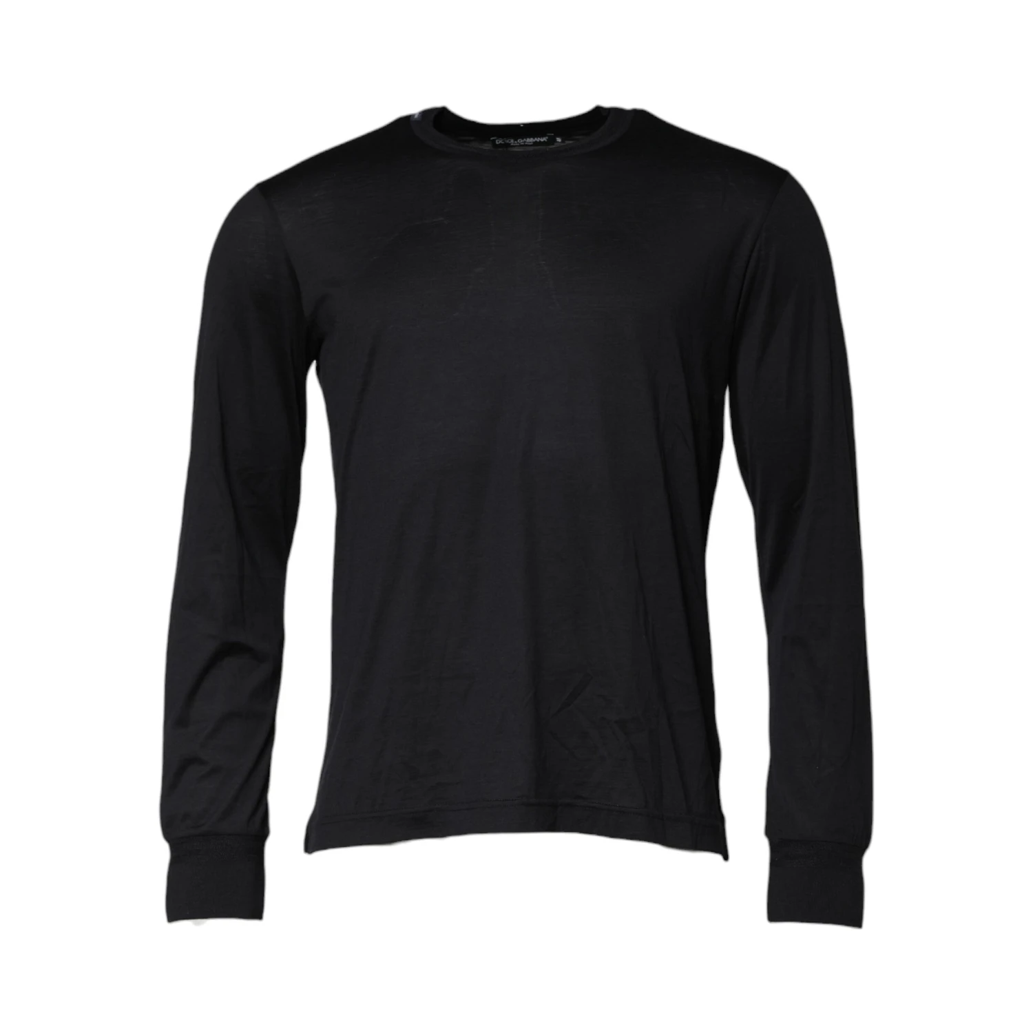 Dark Blue Silk Crew Neck Men Pullover Sweater