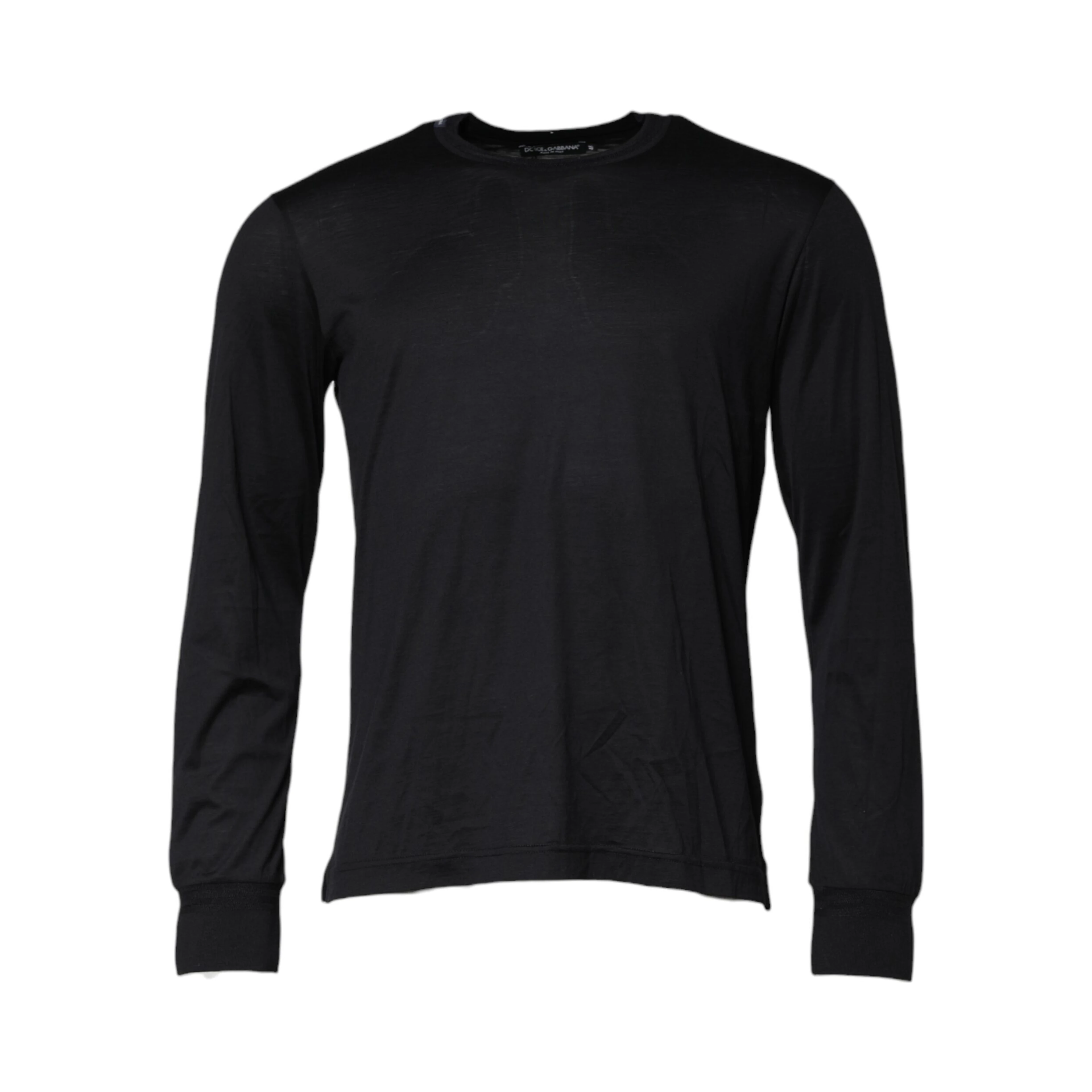 Dark Blue Silk Crew Neck Men Pullover Sweater