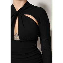 Black Long Sleeves Sheath Midi Dress