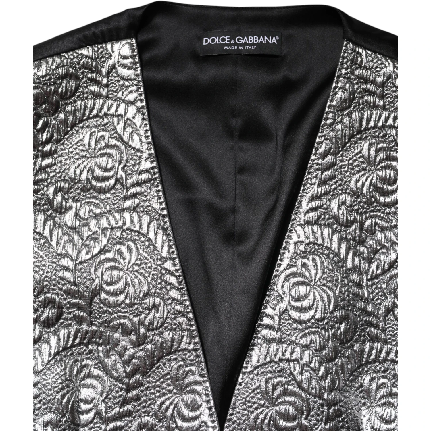 Silver Floral Jacquard Sleeveless Vest Top