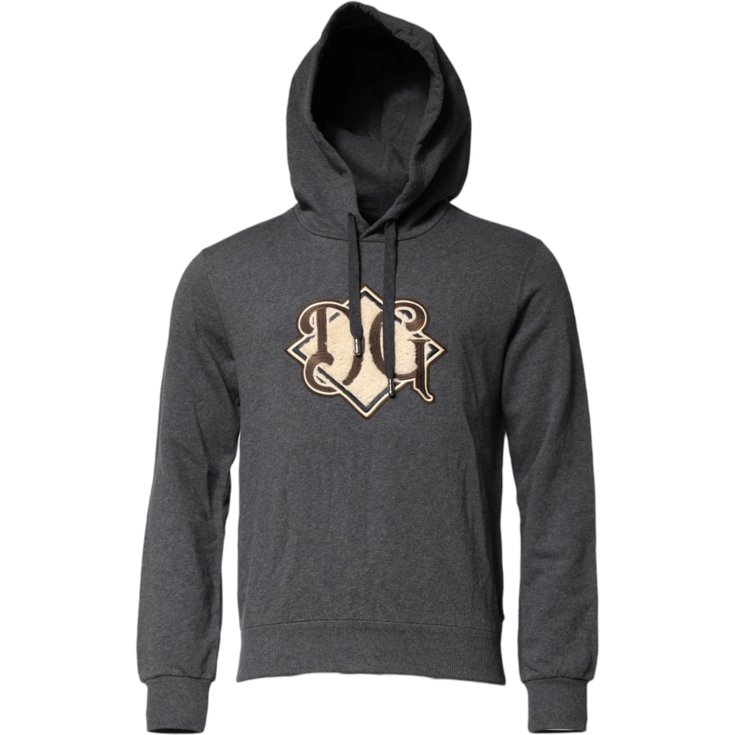 Gray Logo Patch Hooded Sweatshirt Sweater