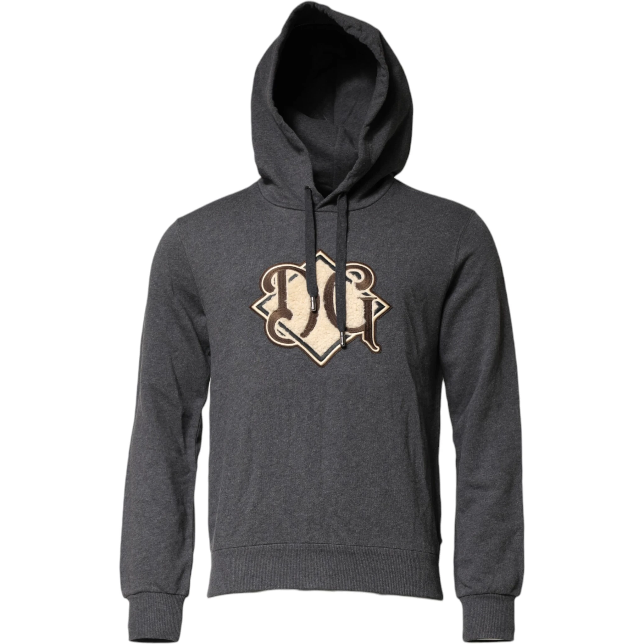 Gray Logo Patch Hooded Sweatshirt Sweater