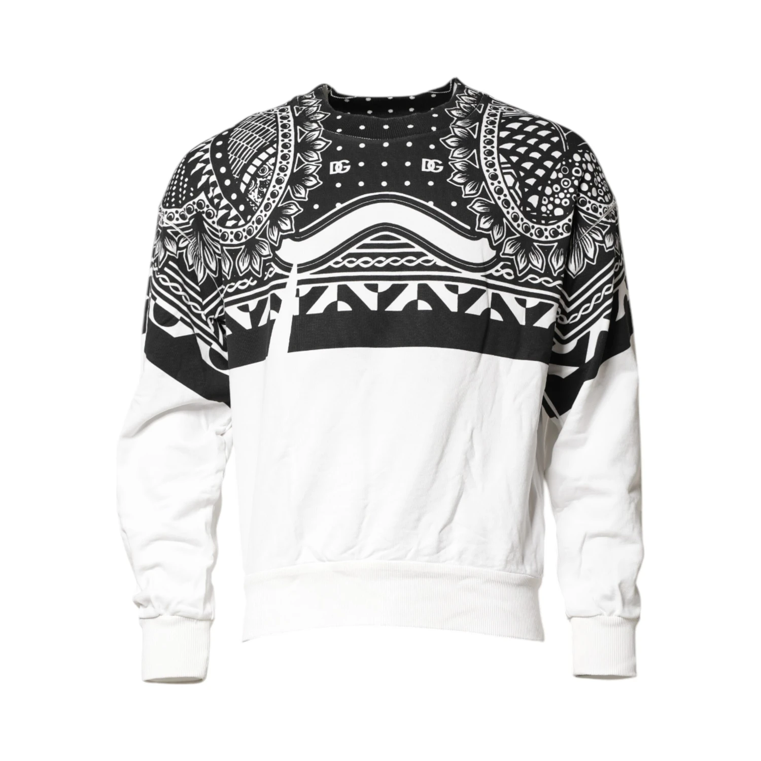 Black White Bandana Cotton Men Sweatshirt Sweater