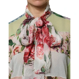 Multicolor Floral Patchwork Long Sleeves Top