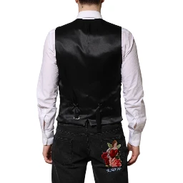 Red Floral Brocade Formal Men Waistcoat Vest
