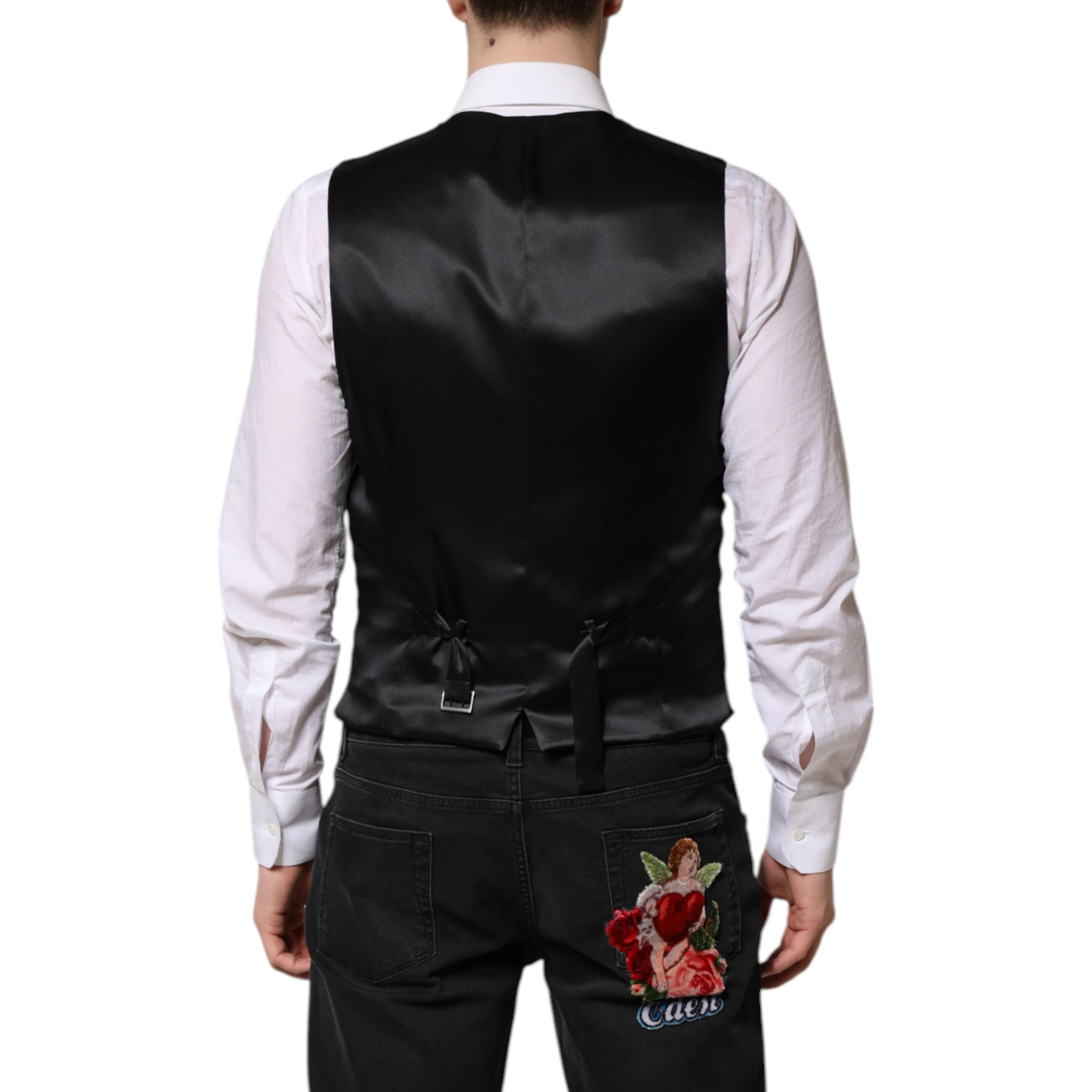 Red Floral Brocade Formal Men Waistcoat Vest