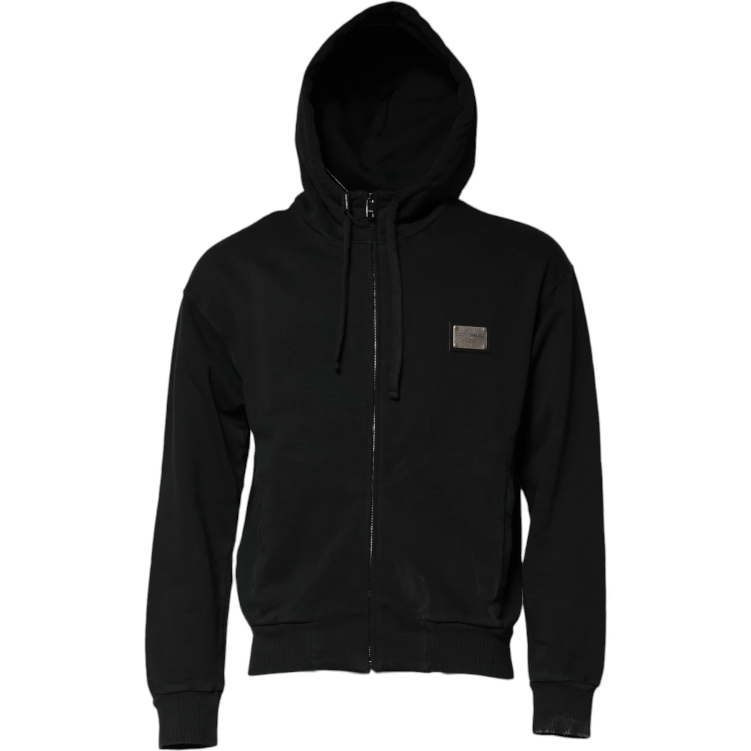 Black Logo Full Zip Hooded Men Sweatshirt Sweater
