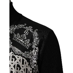 Black White Bandana Print Full Zip Sweater