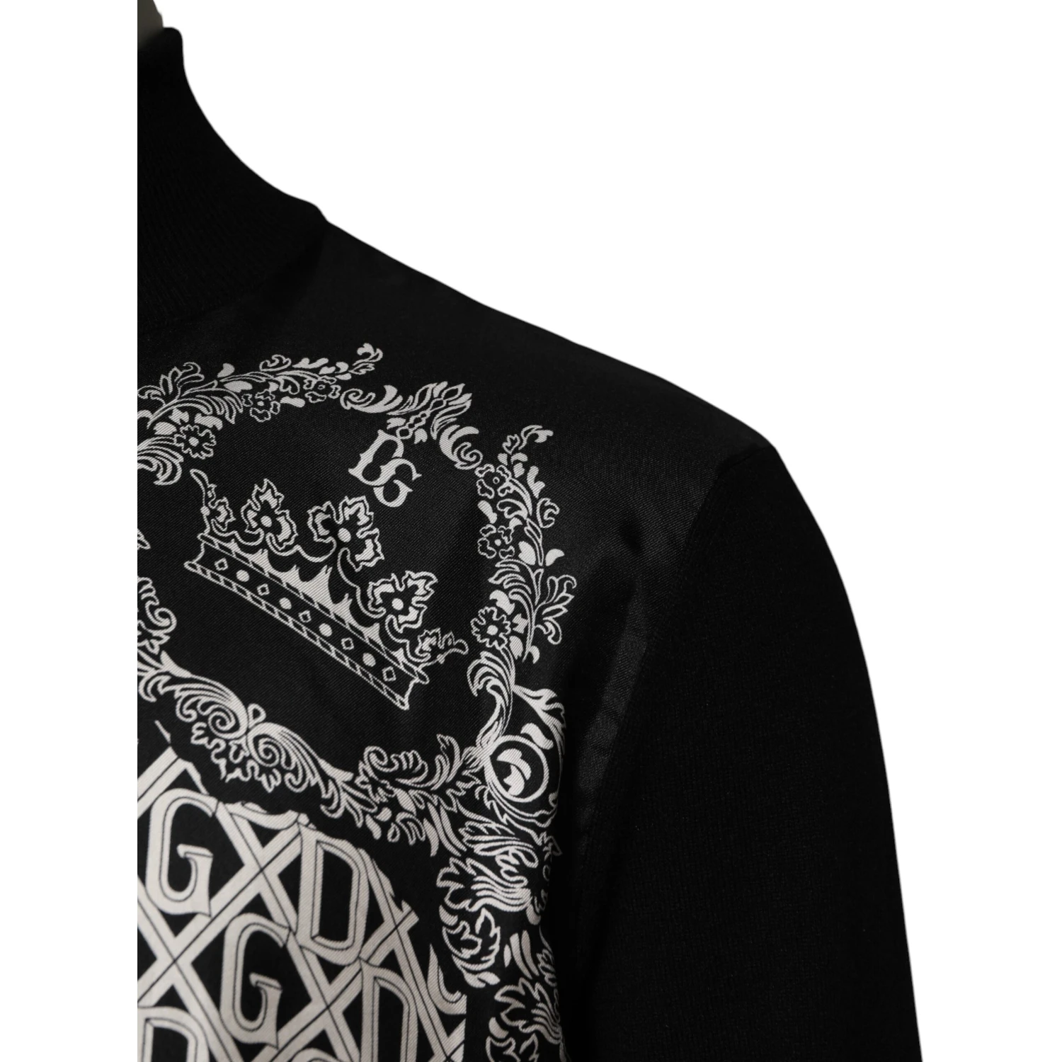 Black White Bandana Print Full Zip Sweater