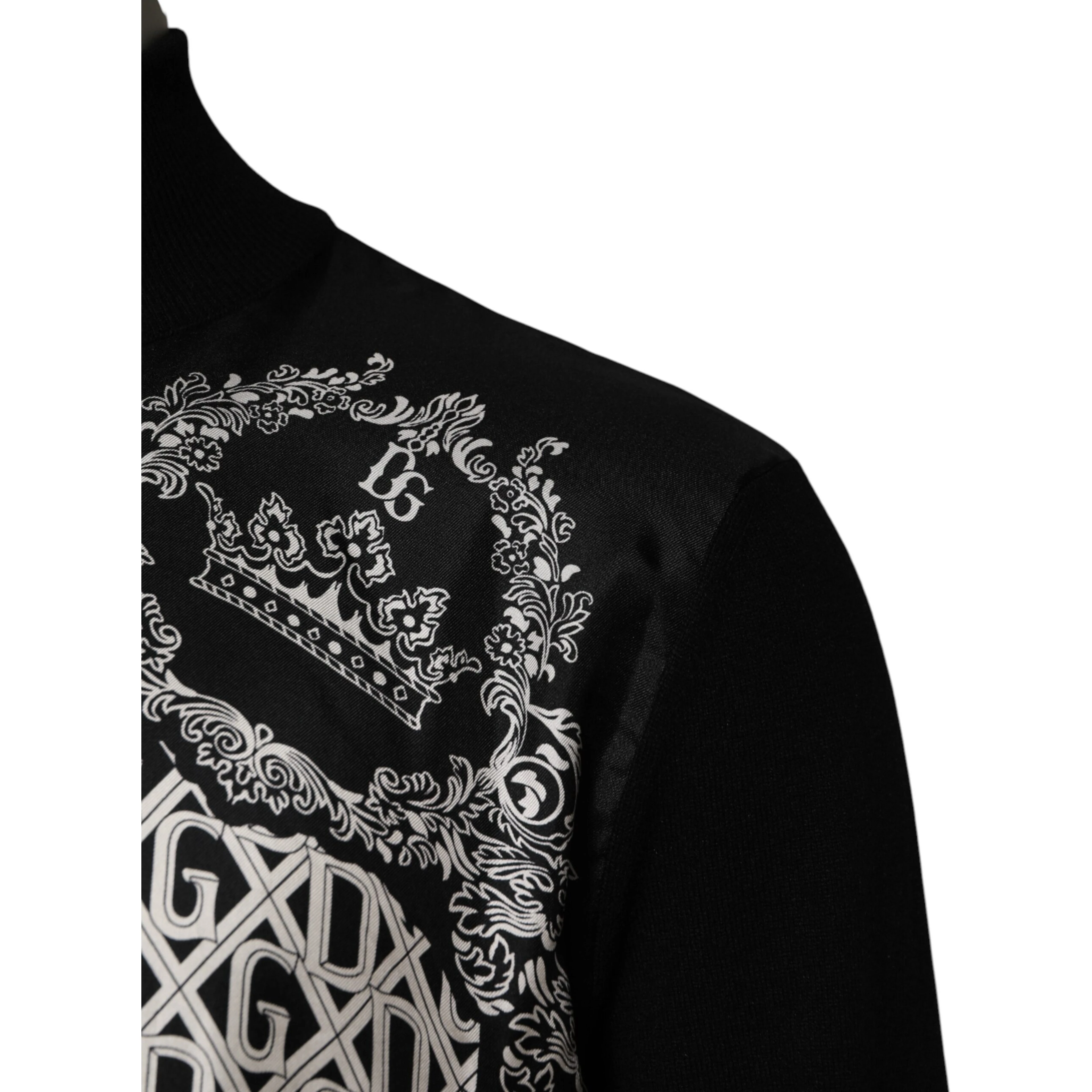 Black White Bandana Print Full Zip Sweater