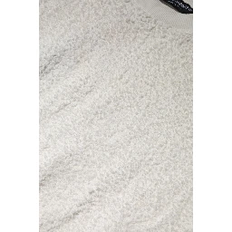White Cotton Fleece Crew Neck Sweater