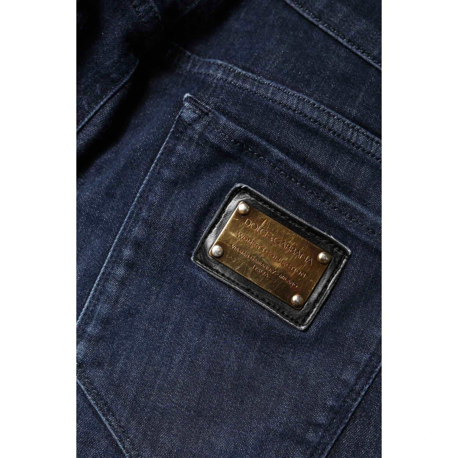 Dark Blue Cotton Skinny Cropped Denim Jeans