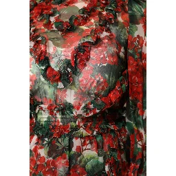 Multicolor Ruffle Floral Long Sleeves Dress