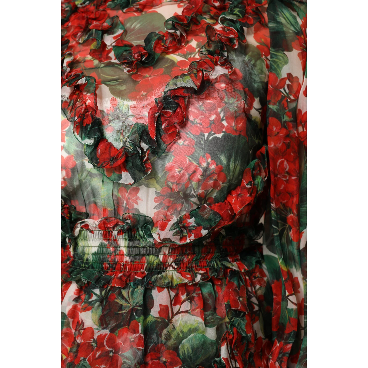 Multicolor Ruffle Floral Long Sleeves Dress