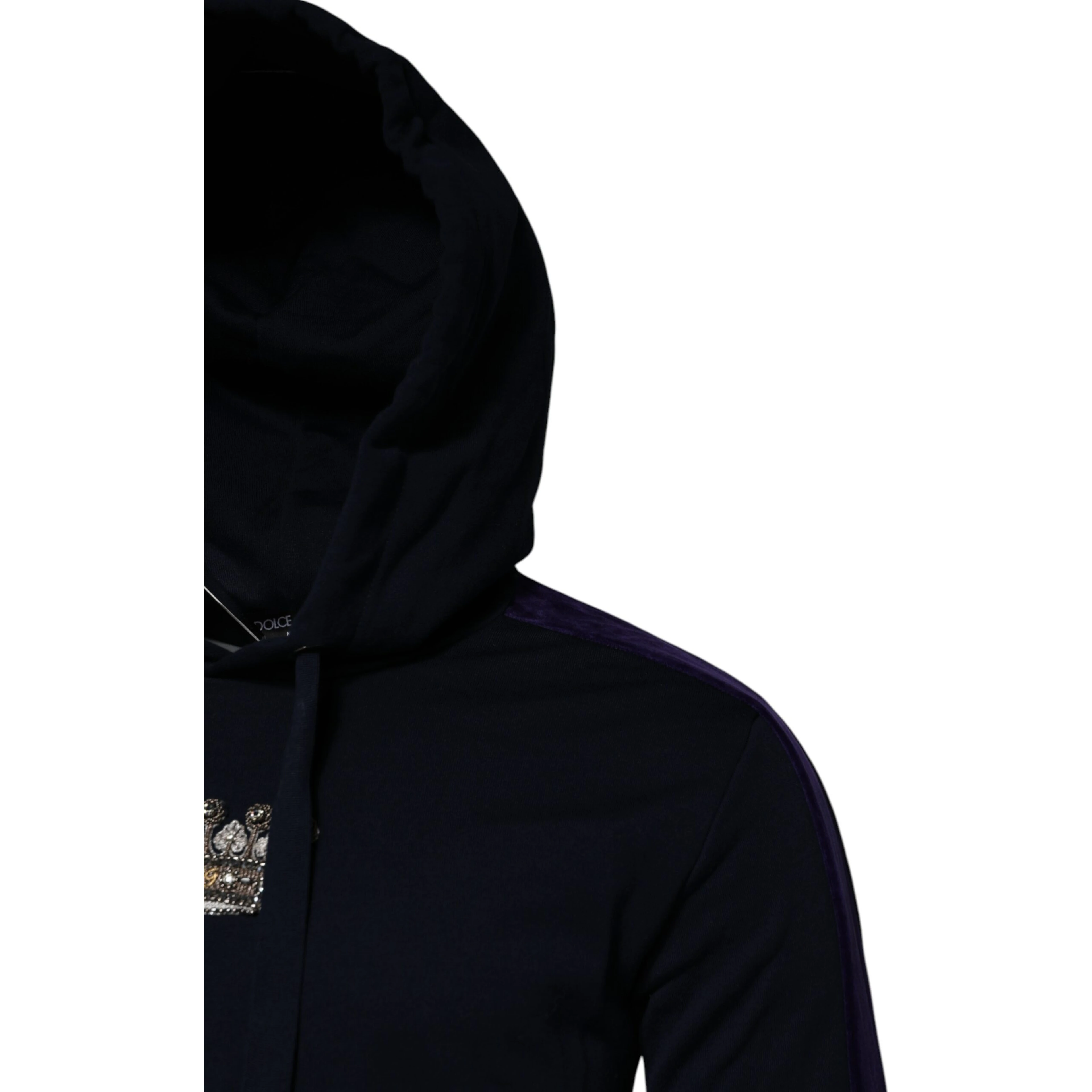 Black Crown Cotton Hooded Sweatshirt Sweater