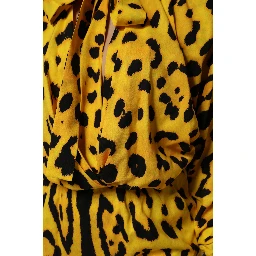 Yellow Leopard Long Sleeves Jumpsuit Dress