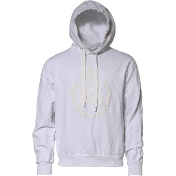 White Embossed Logo Hooded Sweatshirt Sweater