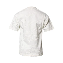 White Cotton Logo Embossed Crew Neck T-shirt