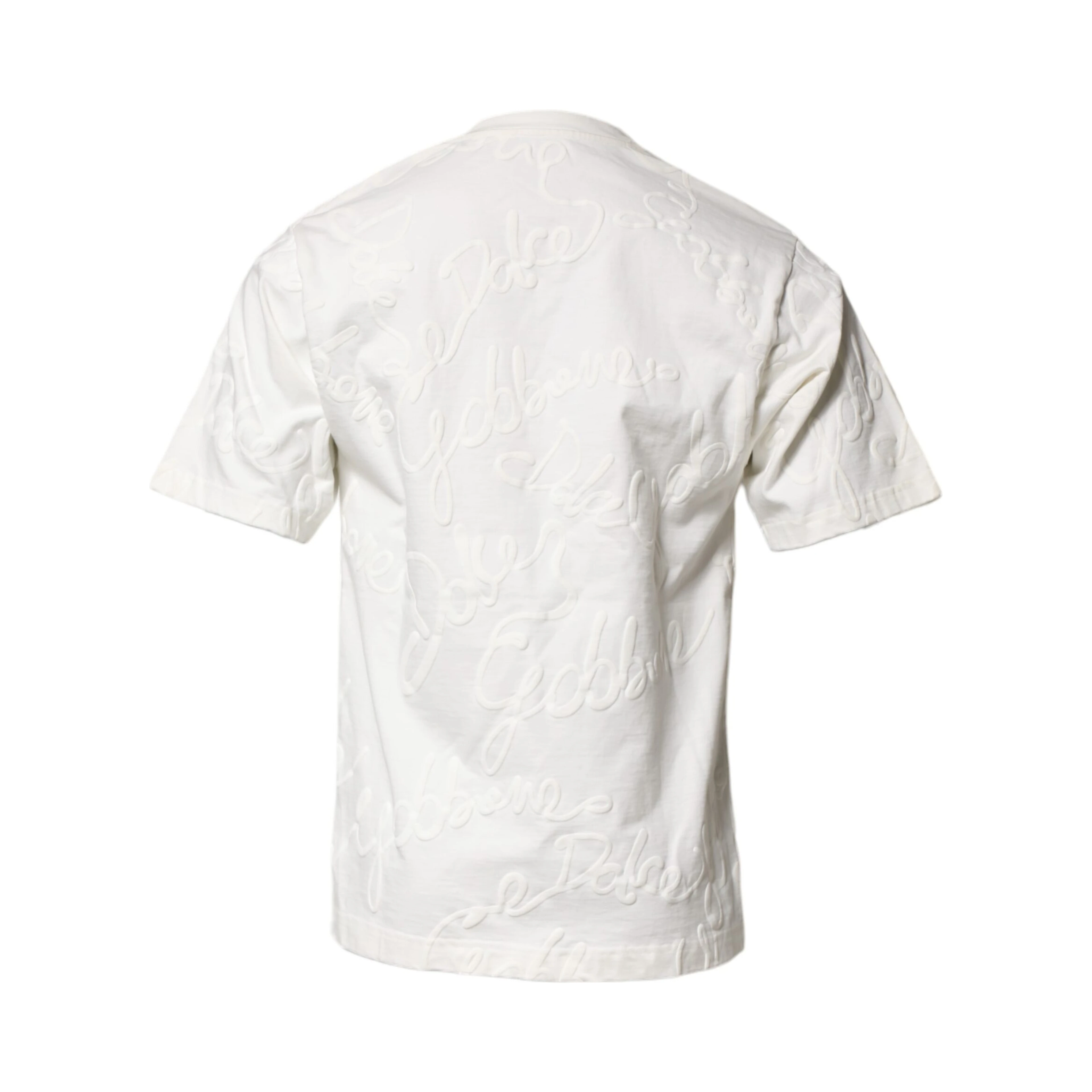 White Cotton Logo Embossed Crew Neck T-shirt