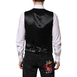 Red Floral Brocade Formal Men Waistcoat Vest