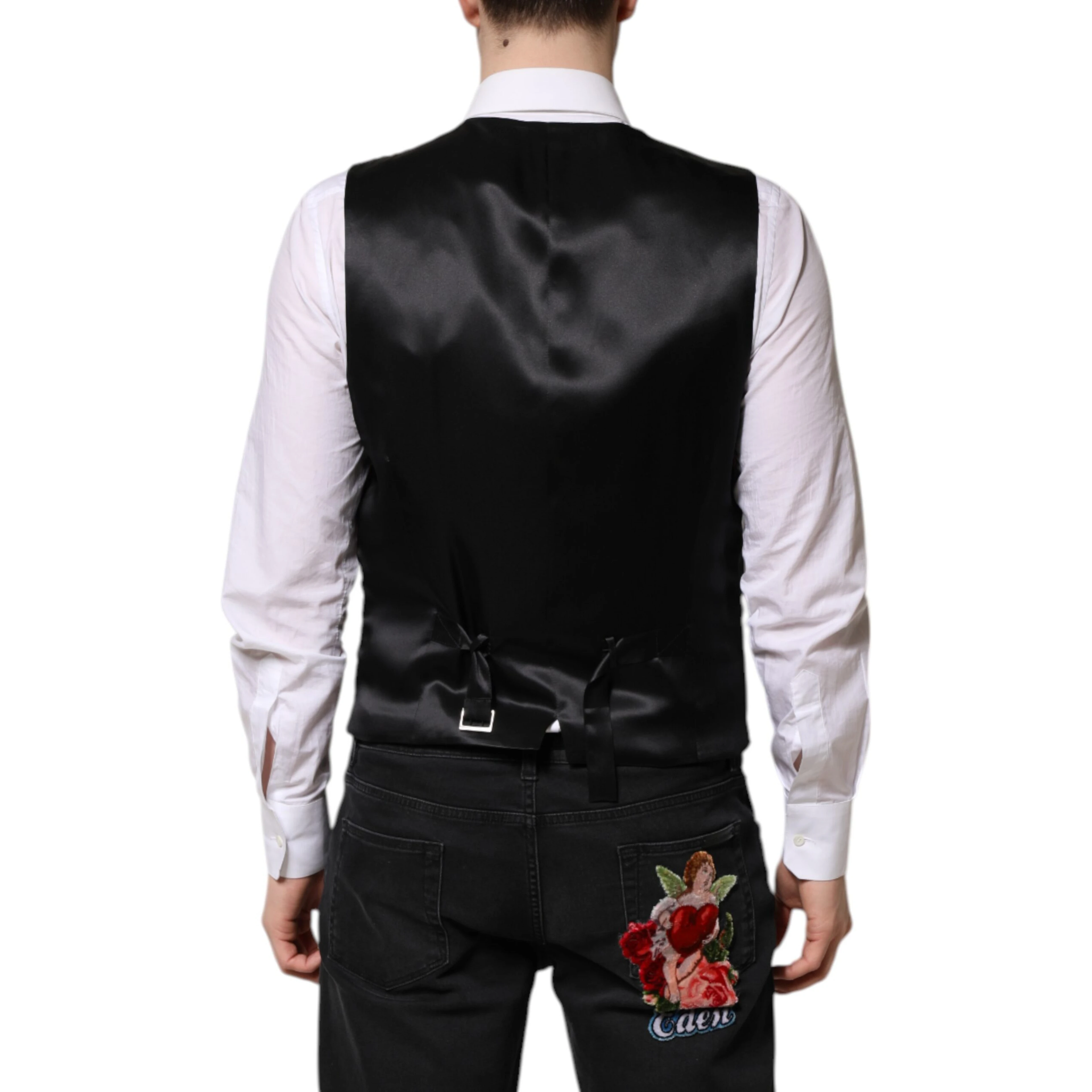 Red Floral Brocade Formal Men Waistcoat Vest