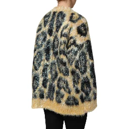 Multicolor Leopard Mohair Crew Neck Sweater