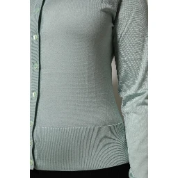 Light Green Silk Button Down Cardigan Sweater