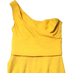 Yellow One Shoulder Side Slit Midi Dress