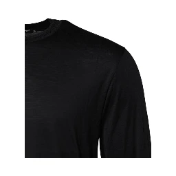 Dark Blue Silk Crew Neck Men Pullover Sweater