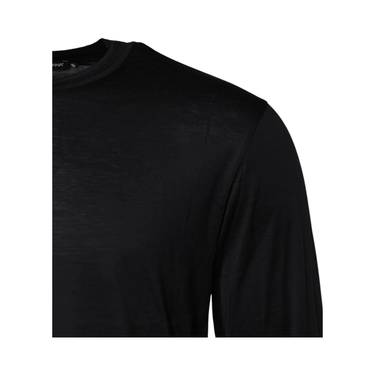 Dark Blue Silk Crew Neck Men Pullover Sweater