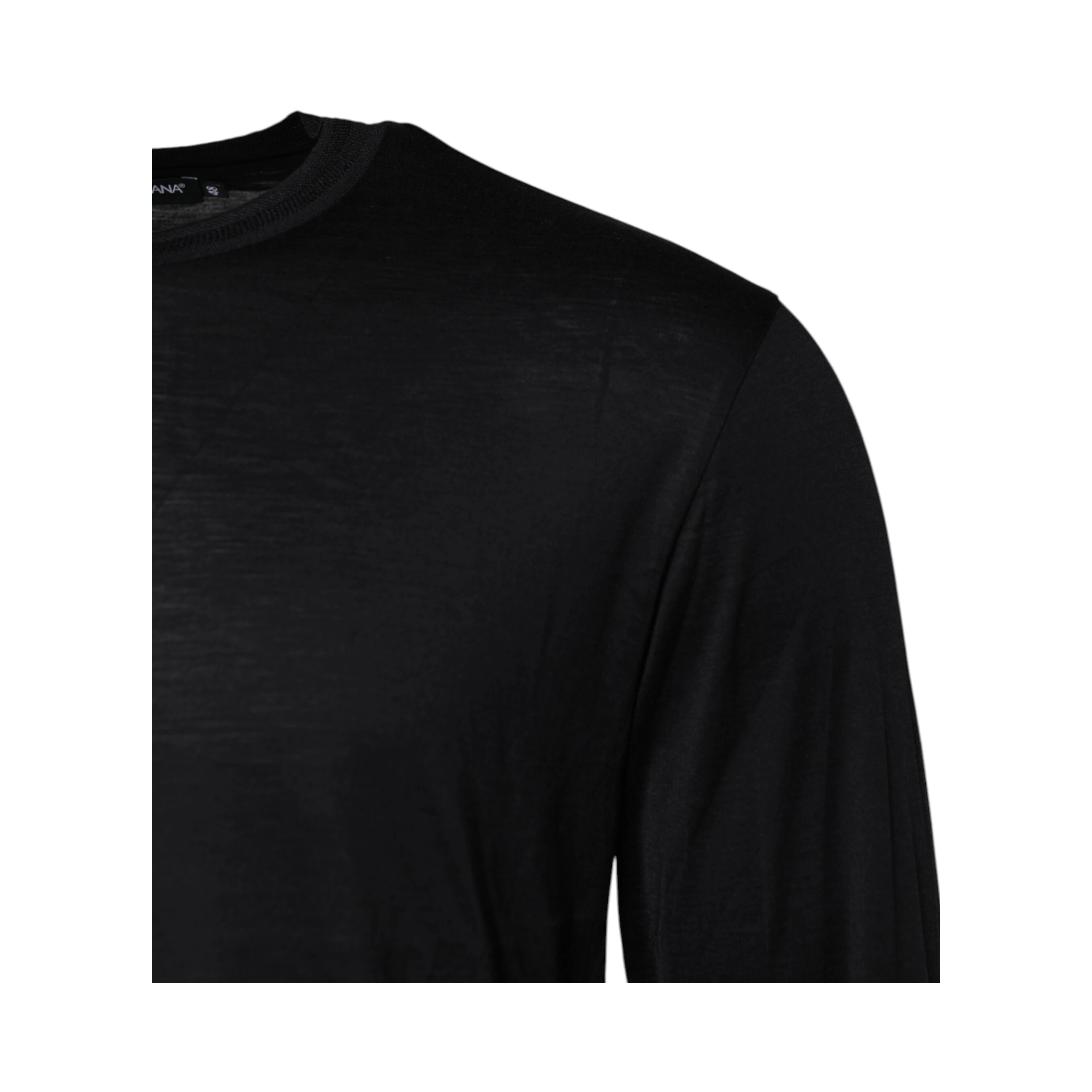 Dark Blue Silk Crew Neck Men Pullover Sweater