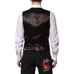 Black Stripes Wool Formal Men Waistcoat Vest