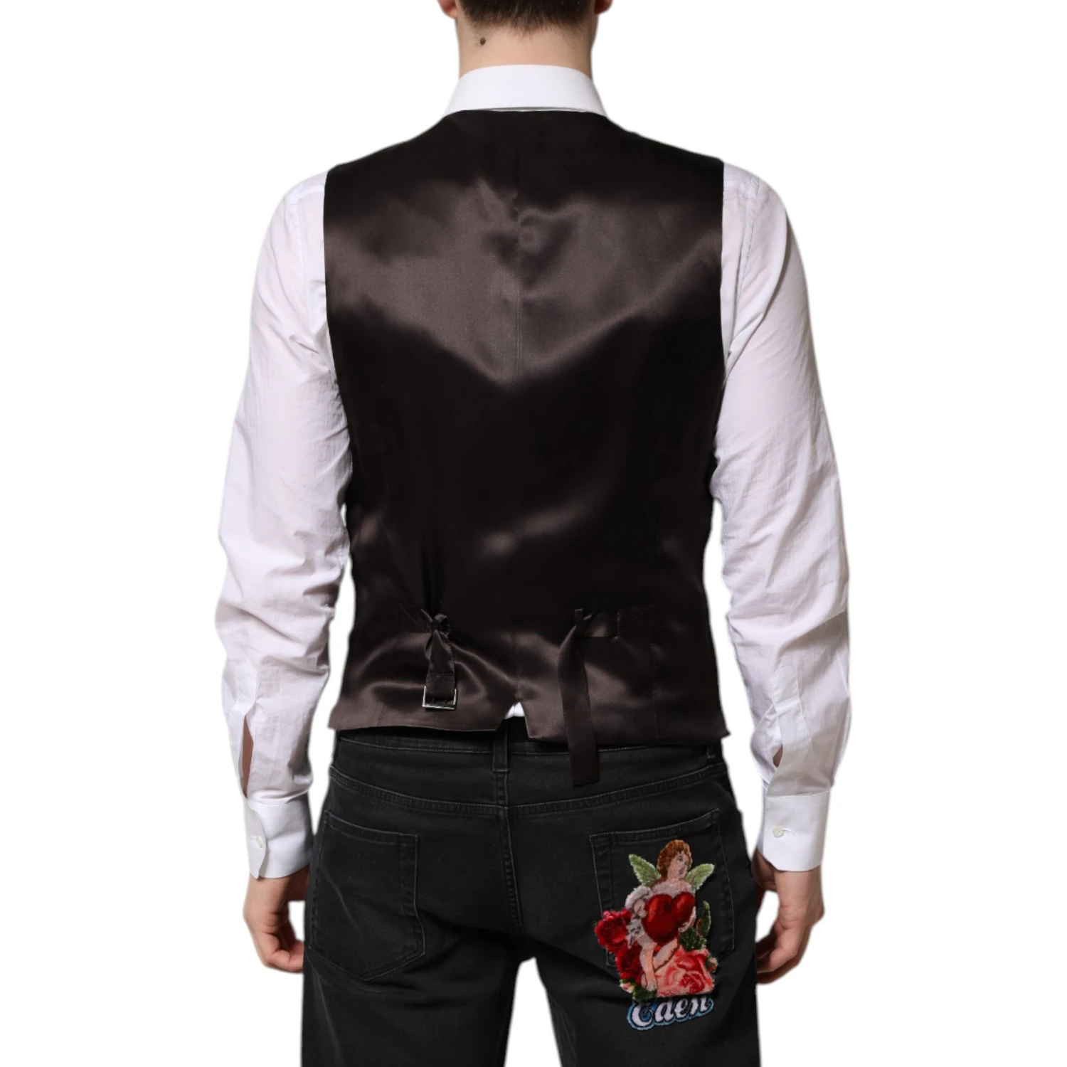 Black Stripes Wool Formal Men Waistcoat Vest