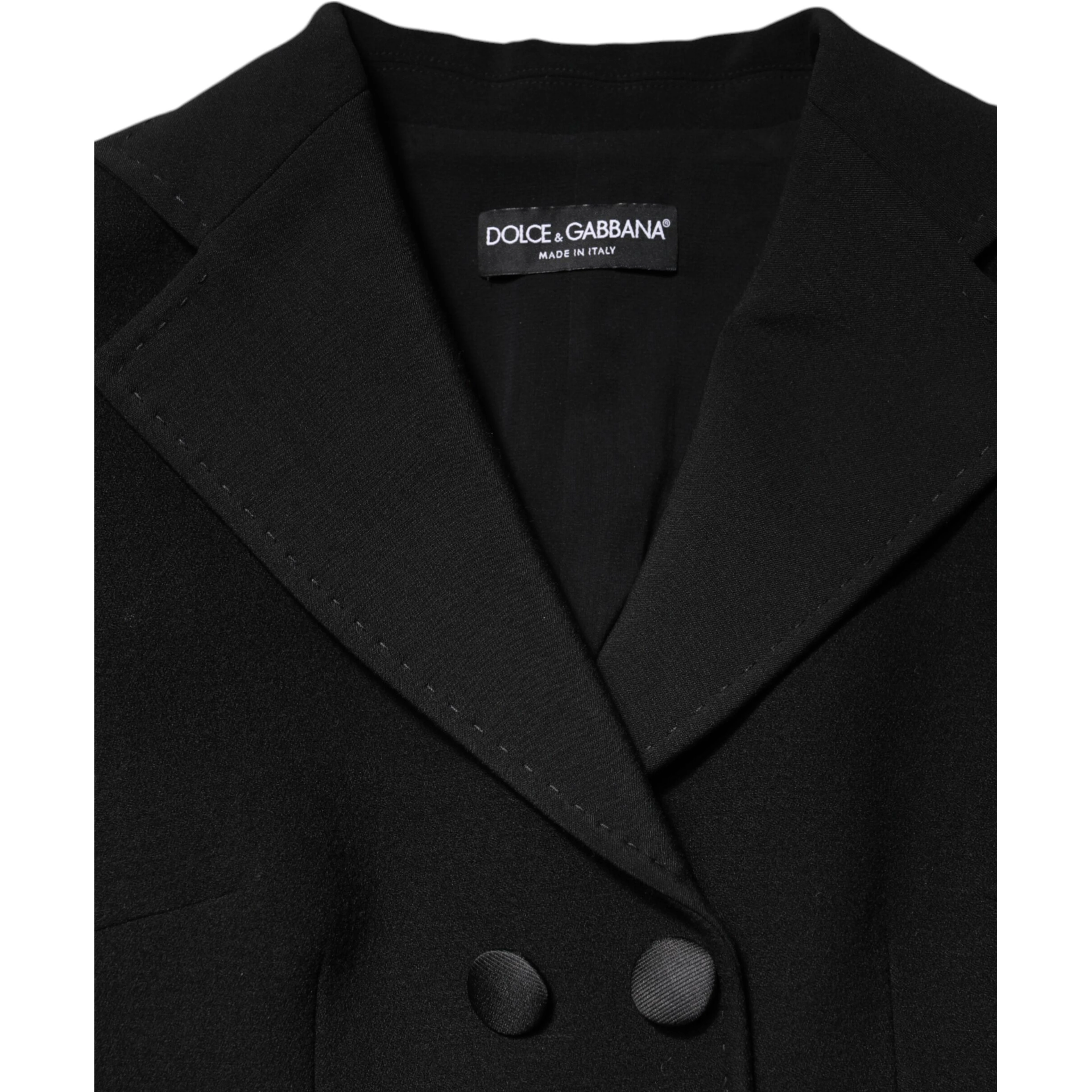 Black Wool Double Breasted Coat Jacket