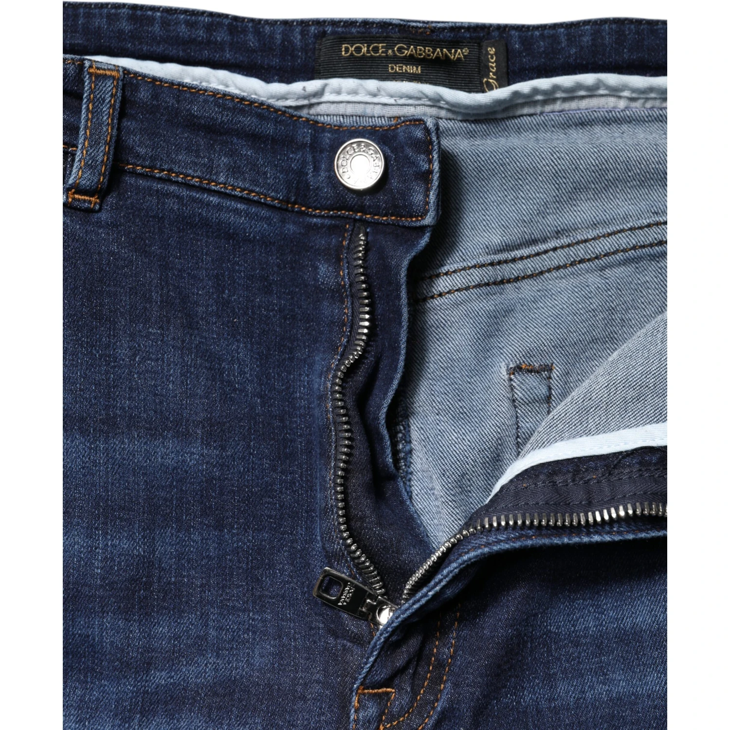 Blue Cotton High Waisted Cropped Denim Jeans