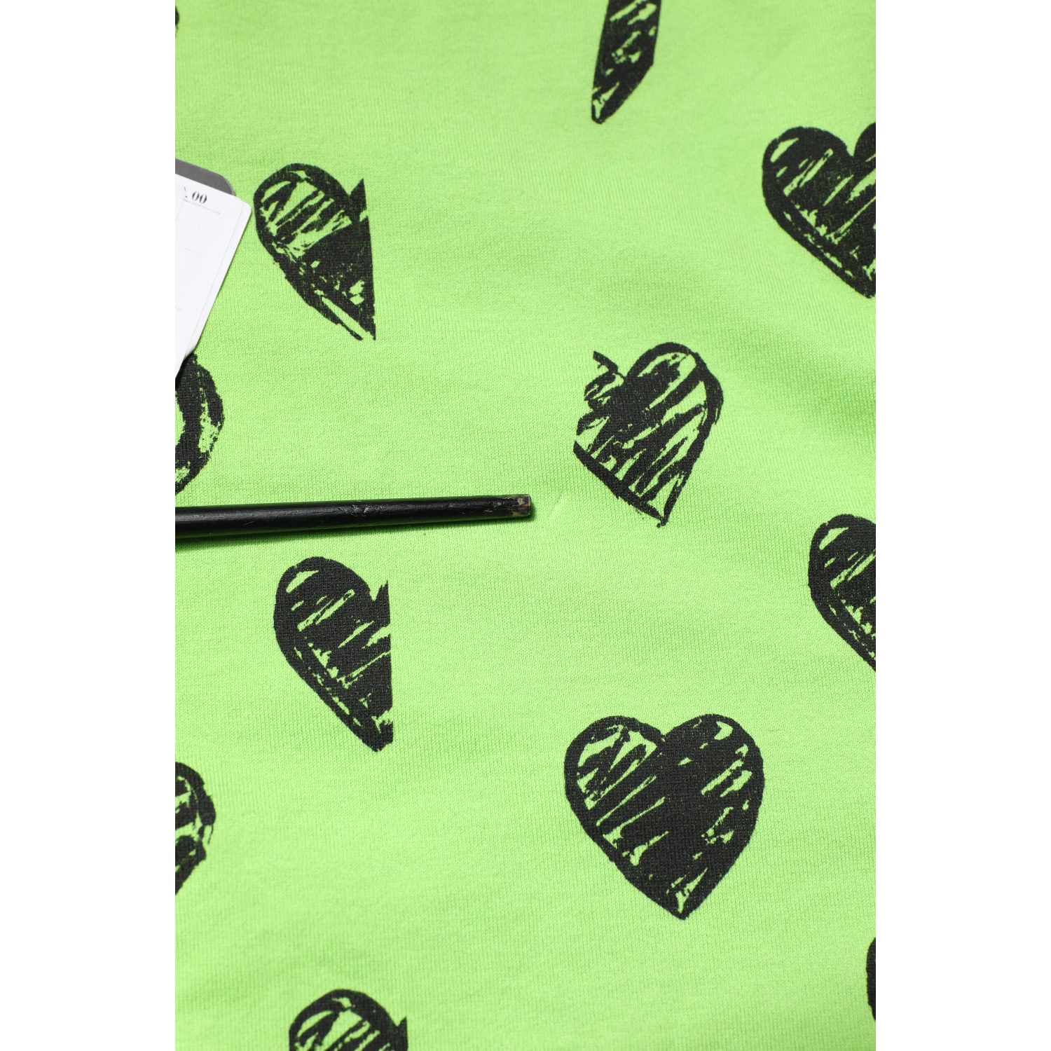 Green Heart Print Cotton Crew Neck T-shirt