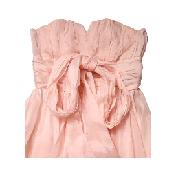 Pink Silk Chiffon A-line Pleated Midi Dress