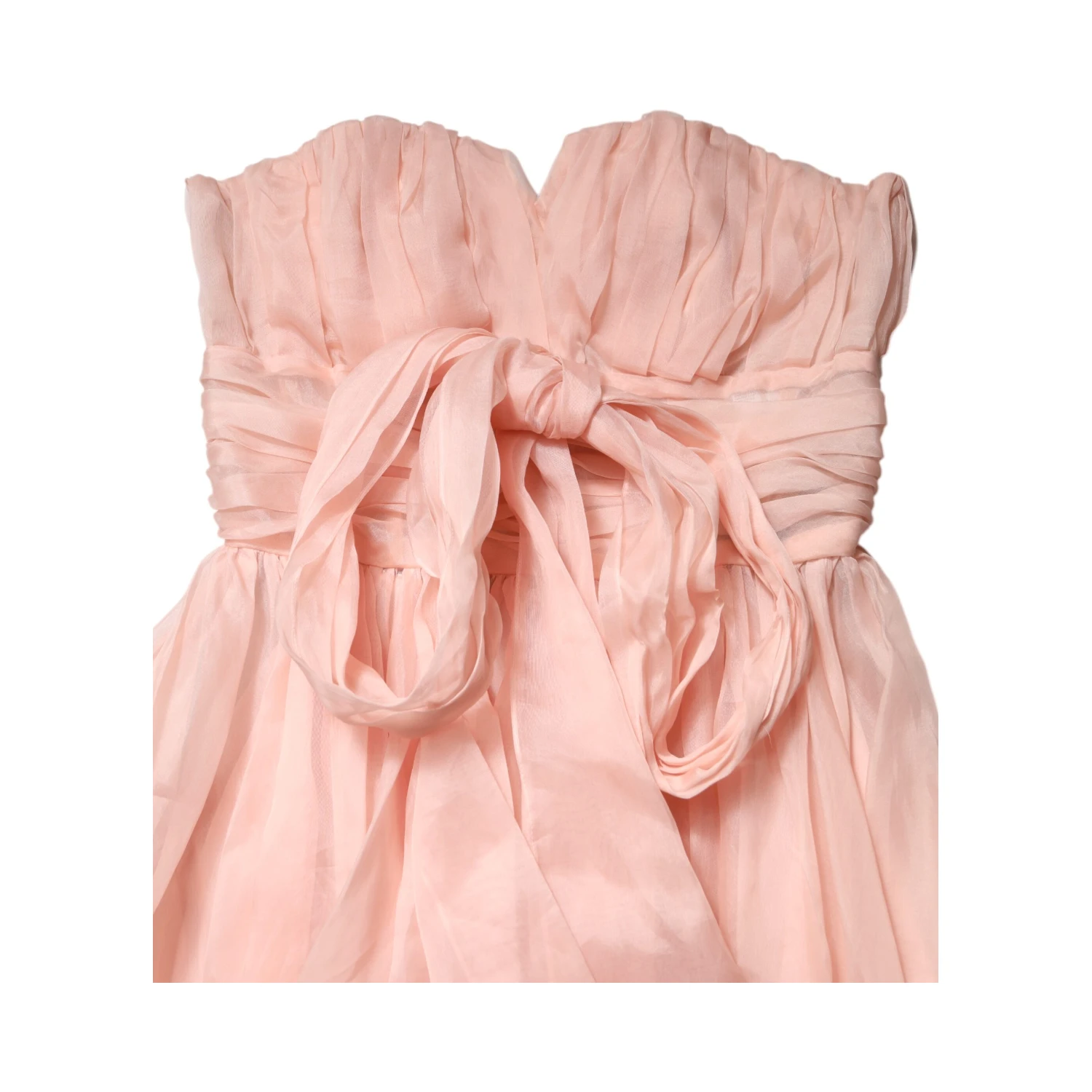 Pink Silk Chiffon A-line Pleated Midi Dress