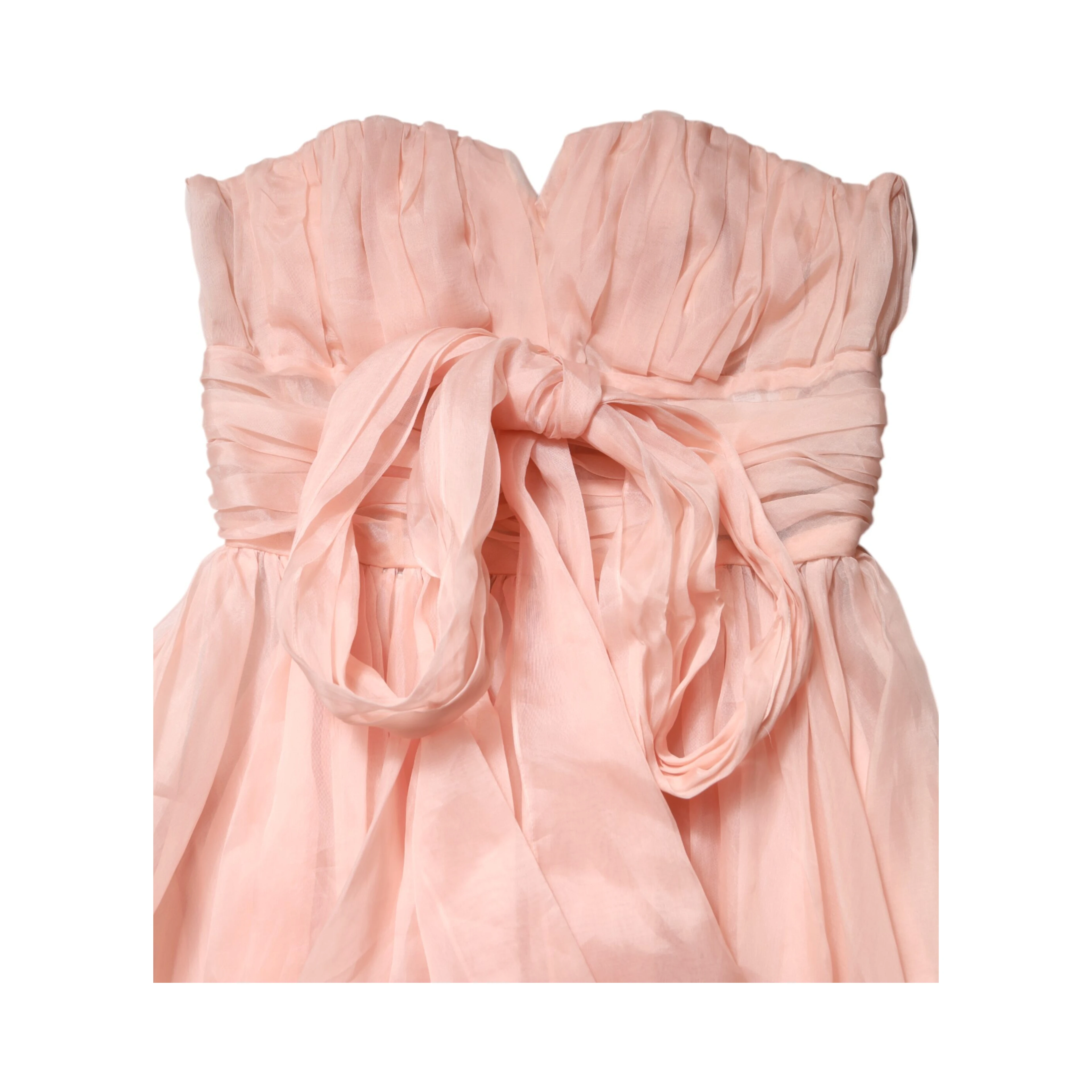 Pink Silk Chiffon A-line Pleated Midi Dress