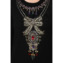 Black Cashmere Crystal Embellished Sweater