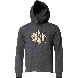Gray Logo Patch Hooded Sweatshirt Sweater
