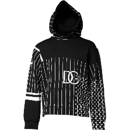 Black White Stripe Hooded Sweatshirt Sweater