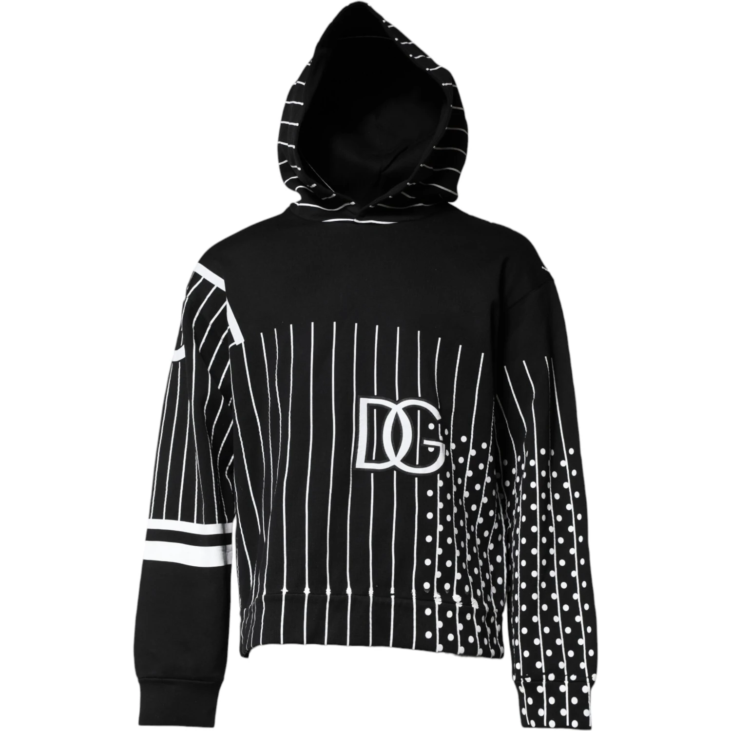 Black White Stripe Hooded Sweatshirt Sweater