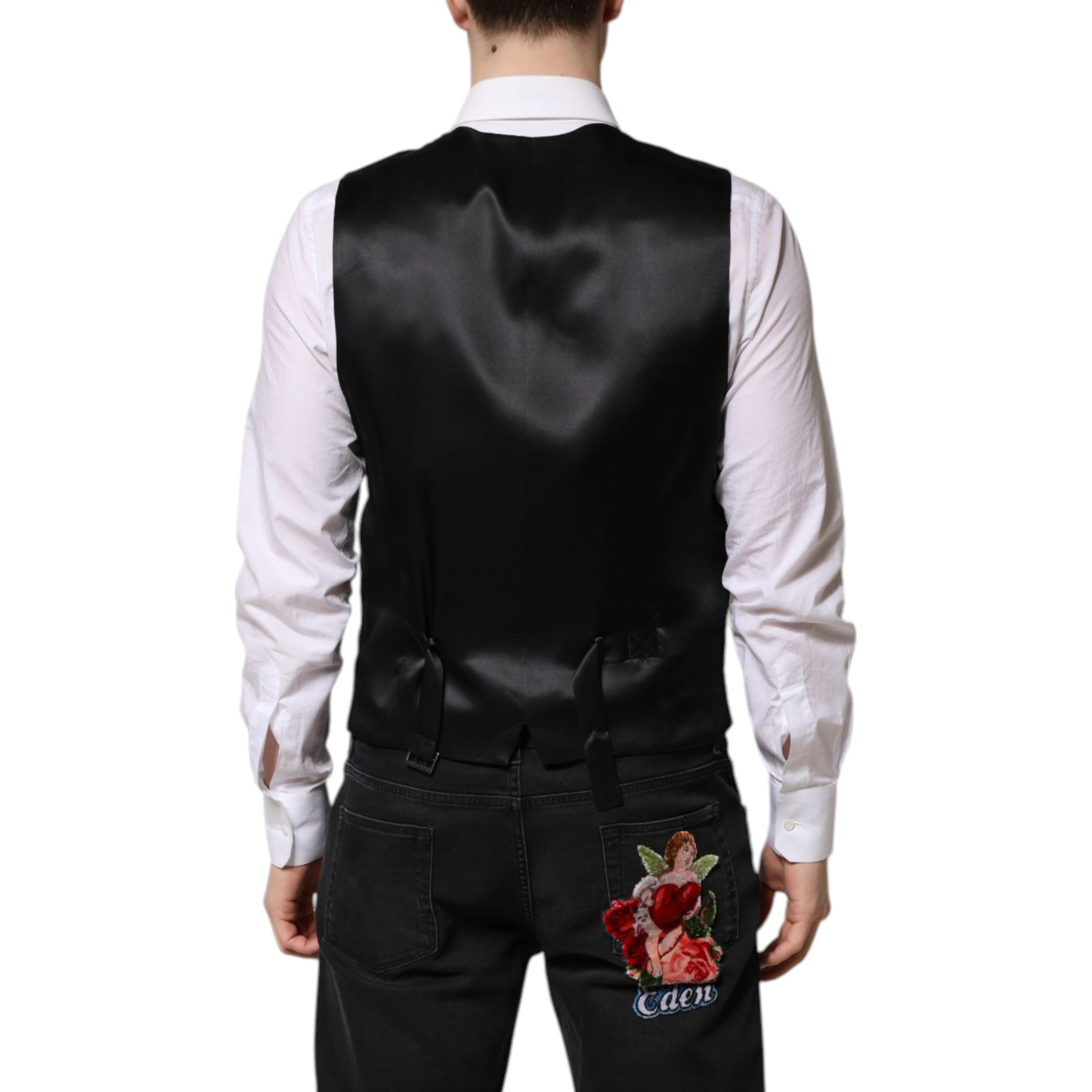 Black Lurex Dress Formal Men Waistcoat Vest